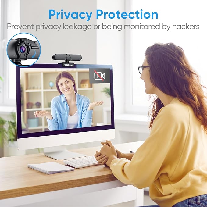 oddkont Full HD 1080P Webcam with Microphone, Auto-Light Balance, Rotatable Design,Privacy Cover, Plug and Play for Zoom, Skype,Web Conferencing - Compatible with Windows, Mac, Laptop, Desktop