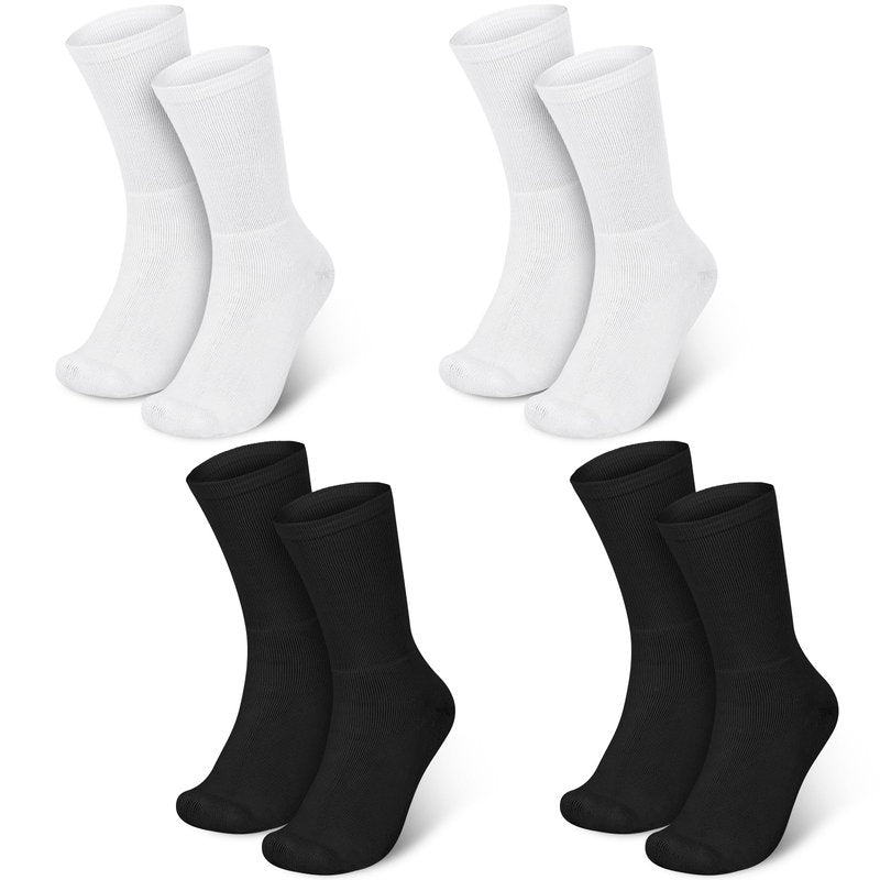 Silicherry 4 Pairs Cotton Soft Eczema Socks White and Black Hydrating Moisturizing Therapy Cotton Socks Eczema Relief for Adult Wet Wrap Non Itch Soft Feet Treatment