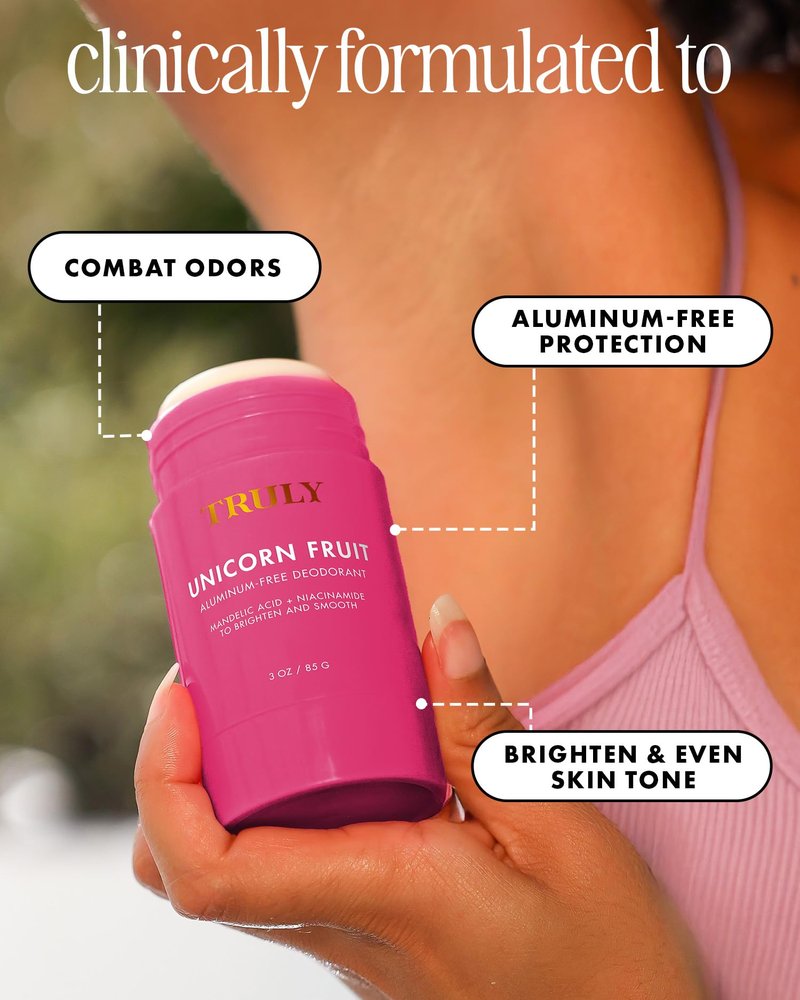 Truly Unicorn Fruit Aluminum Free Deodorant | Cotton Candy Scent | Natural Deodorant for Brighter and Smoother Underarms - 3 Oz