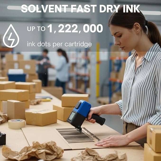 diroya Handheld Printer Ink Cartridge 45ml Solvent Fast Dry, 0.5-Inch Nozzle for Non-Encrypted Portable Mobile Inkjet Printer Only, Universal Surface Printing