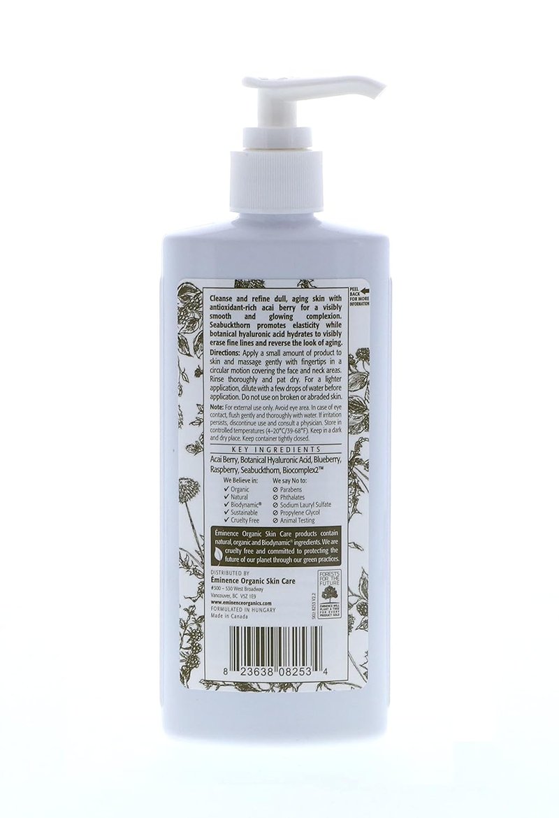 Eminence Organic Skincare Firming Acai Cleanser with Hyaluronic Acid - 8.4 Oz