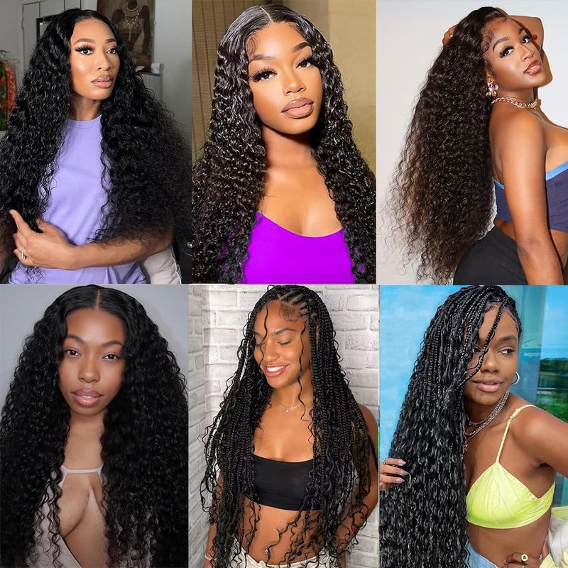 PXCPXC Human Hair Bundles Water Wave Full and Thick for Women Curly Burmese Human Hair Bundles 100% Unprocessed Wet and Wavy Hair Bundles Natural Black Color(16 inch)