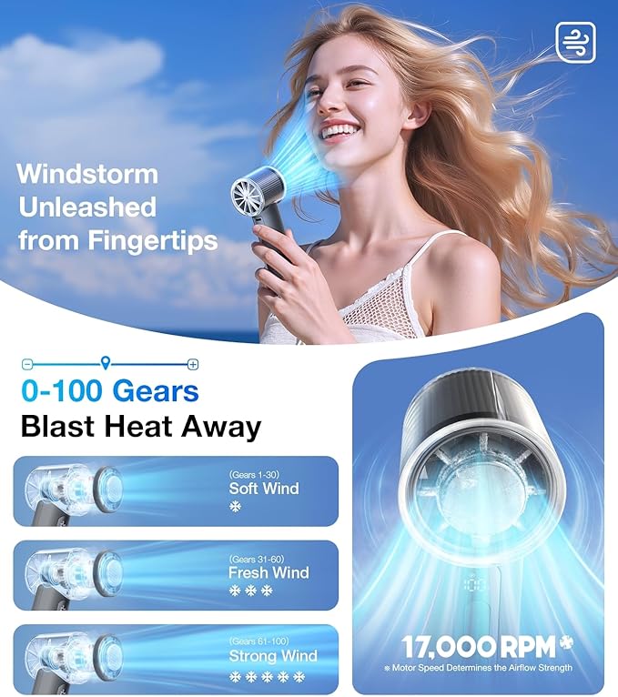 TORRAS COOLiFY Iva Handheld Fan with Ice Cooler, [Chill by 50°F], 0-100 Adjustable Speed, Super Mini Powerful Portable Fan 4900mAh Rechargeable, Hand Fans for Travel Essentials,Gift for Father,Grey