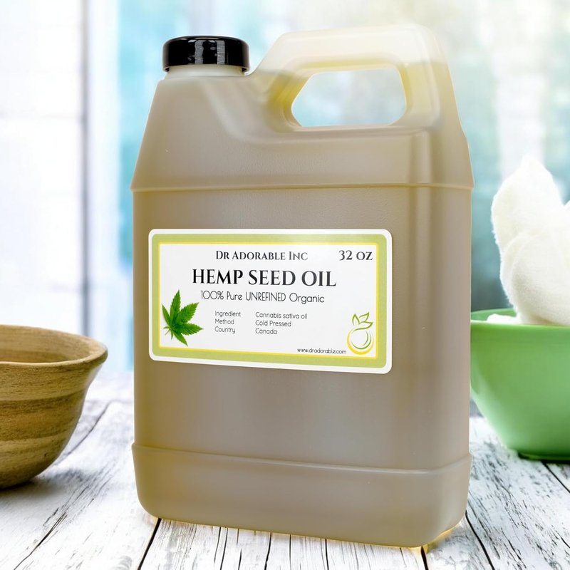 Hemp Seed Oil - 32 oz Unrefined Organic Cold Pressed - 100% Pure Natural