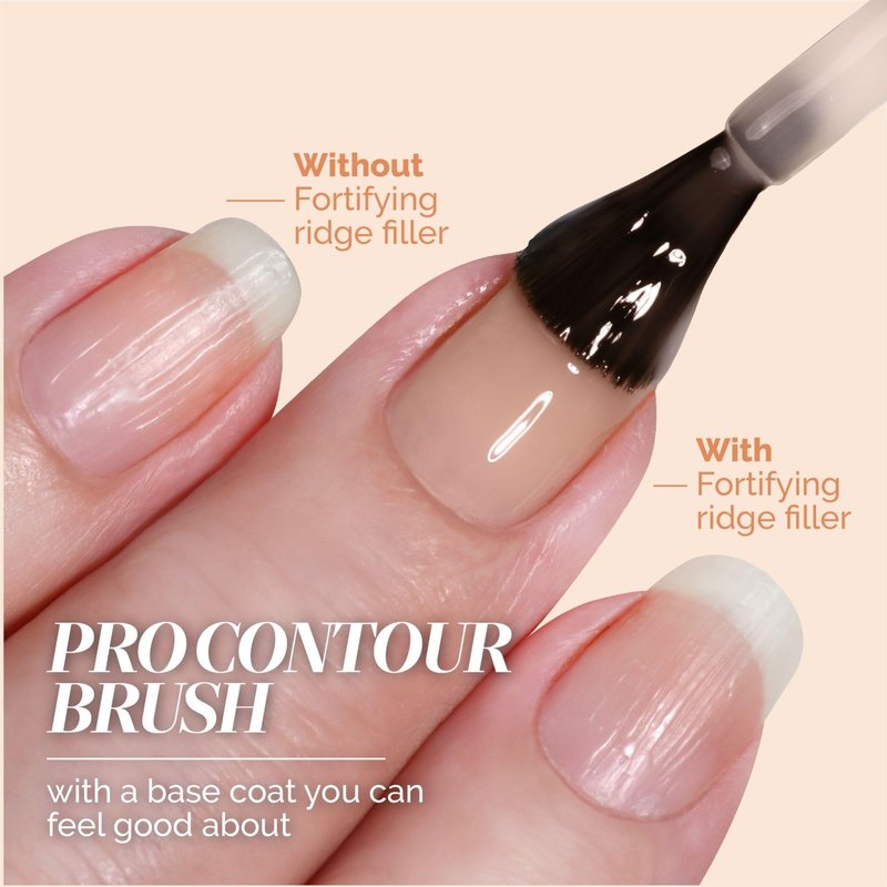 LONDONTOWN Kur Nail Ridge Filler - Smoother - Strengthener - Filler for Damaged Uneven Nails - Fortifying, Self Leveling Base, Vegan, Cruelty Free, Paraben Free, Apricot-Beige, 0.4 fl oz