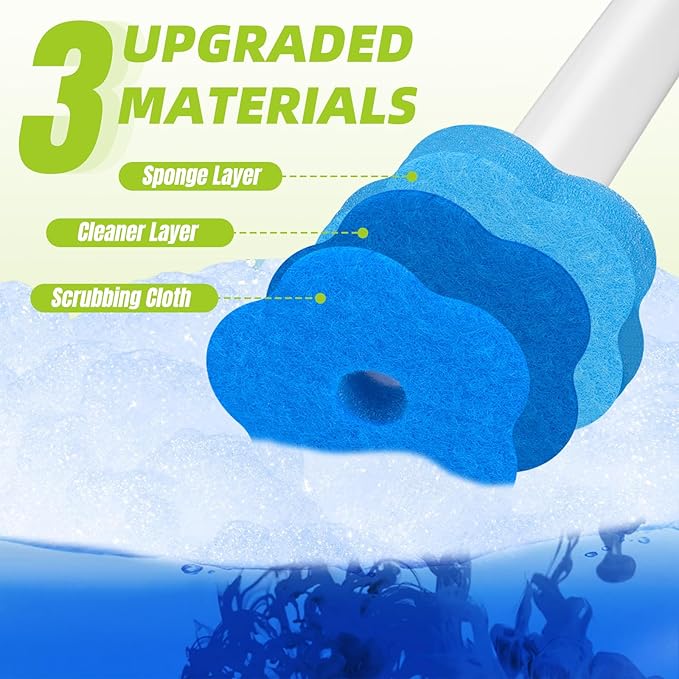 KOKL Disposable Toilet Brush, Toilte Wand Kit, Toilet Brushes and Holders with 48 Refills, Toilet Bowl Brush, Toilet Bowl Cleaning Wands, Toilet Cleaning System for Bathroom Maintenance