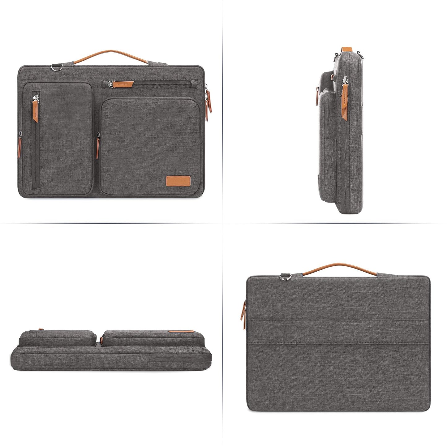 MOSISO 360 Protective Laptop Shoulder Bag,15-15.6 inch Computer Bags Compatible with MacBook Pro 16 inch, HP, Dell, Lenovo, Asus Notebook,Side Open Messenger Bag with 4 Zipper Pockets, Taupe Gray