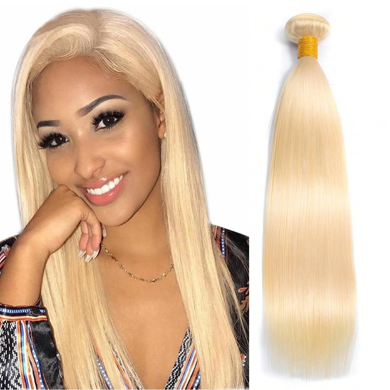613 Bundles Human Hair Extensions 100g/Bundle 613 Color Real Human Hair Extensions For Women Light Blonde Color Human Hair Bundles 2-3set Can Be Full Head (Straight Hair, 20 Inch)