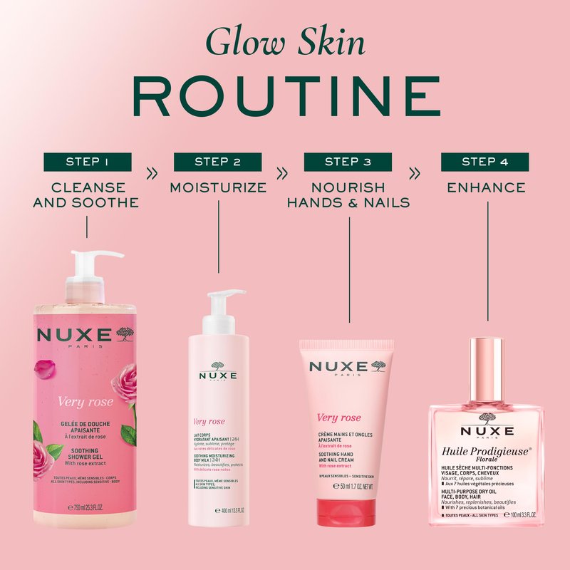 NUXE Very Rose Hand and Nail Cream, Hydrating & Soothing Hand Moisturizer with Rose Oil Extract, Aloe Vera and Glycerin, 1.7 Fl Oz