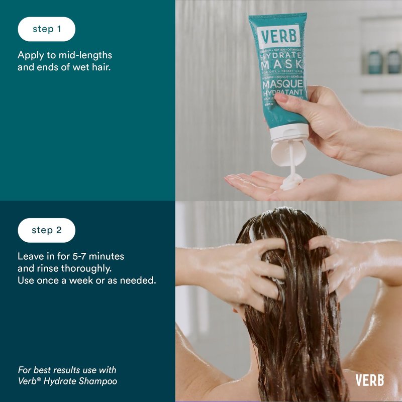 VERB Hydrate Mask, 6.8 fl oz - Intense Moisture for Dry + Frizzy Hair - Smooth + Detangle - Amber + Warm Jasmine Scent