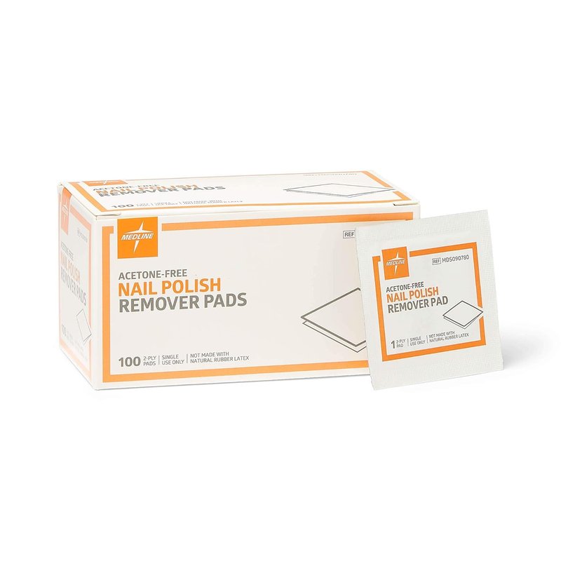 Medline Nail Polish Remover Pads - Acetone Free, Travel-Friendly, Case of 1000