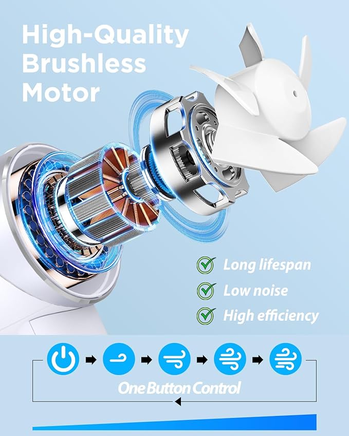 Lepwings Handheld Fan, Mini Small Portable Turbo Fan, Rechargeable with 4 High Speeds Personal Fans, Max 16H Runtime, For Travel, Office, Outdoor - Silver