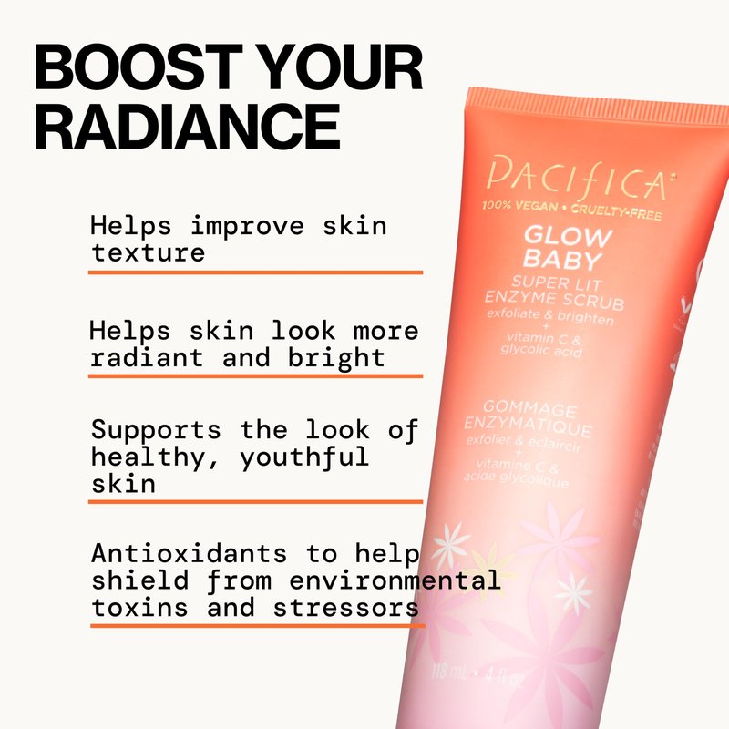 Pacifica Beauty Glow Baby Brightening Face Wash & Enzyme Face Scrub Set, Skincare, Vitamin C, Glycolic Acid, Vitamin E, Facial Cleanser, Exfoliator, Skin Care, Vegan, 5 fl oz and 4 fl oz (Set of 2)