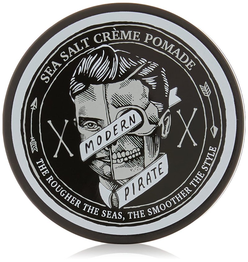 Modern Pirate Sea Salt Creme Pomade for Light Hold & Matte Finish Styling with Aloe Vera, Vitamin E, Pomegranate, Nettle, 3.2 Oz