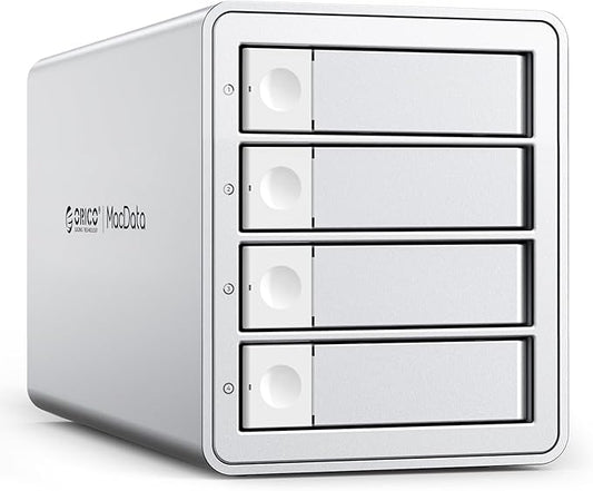 ORICO 4-Bay RAID External Hard Drive Enclosure USB 3.0 for 2.5/3.5 Inch SATA HDD/SSD, Supports Up to 22TB, RAID 0/1/3/5/10/JBOD, 5Gbps Transfer, Silent Cooling Fan