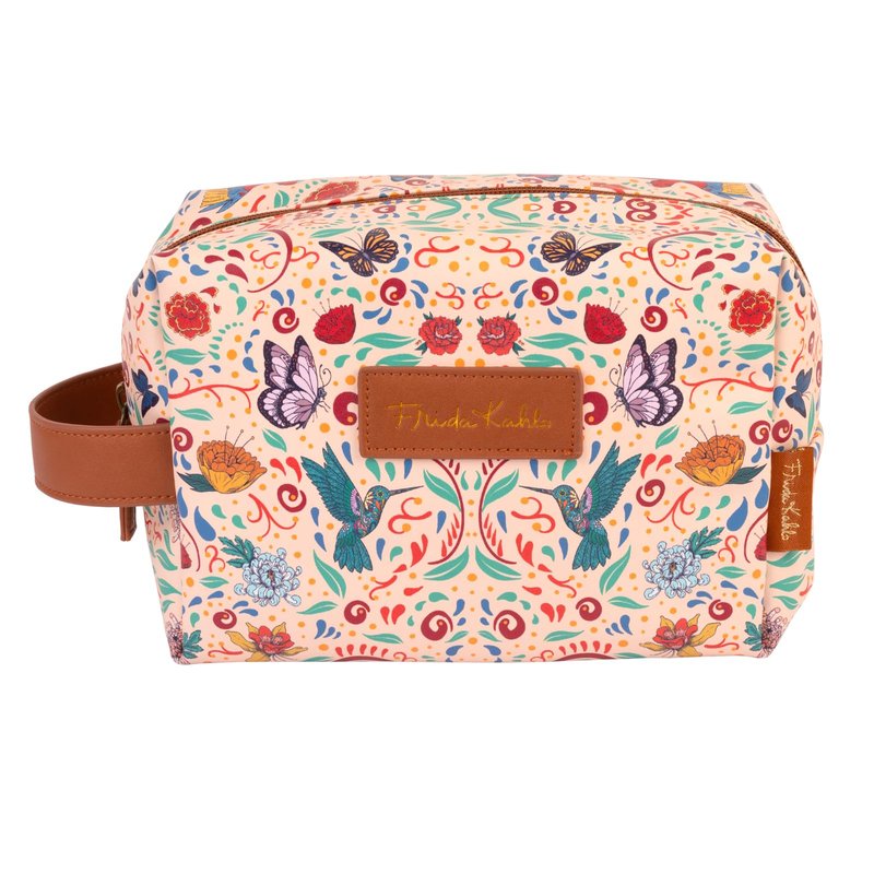 Grupo Erik Frida Kahlo Cosmetic Case | Flower Hanging Toiletry Bag, Waterproof PU Case, Travel Makeup Bag, Travel Toiletry Bag, Frida Kahlo Bag
