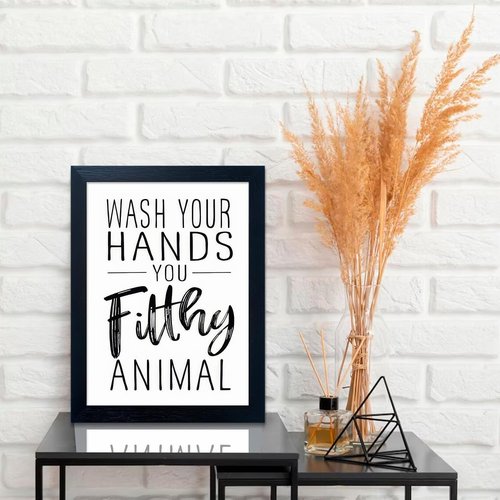 Bathroom Quotes Wall Decor - Black and White Canvas Art for Kid's Washroom | Small Framed Toilet Signs