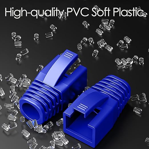 JODROAD 50-Pack RJ45 Boot Cover, Cat6A Cat7 Ethernet Network Cable Strain Relief Boot for 6.5-8.0mm Ethernet Cable (Hole Diameter: 8.0mm, Blue)