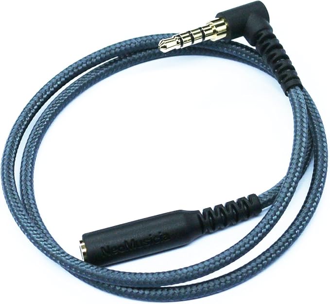 KetDirect 20cm(0.6ft) Right angle 4 pole 3.5mm 1/8 inch male to 4 pole 3.5mm 1/8 inch Female Stereo Audio headphone earphone Extension Cable adapter Cord Tangle-Free Braided wire