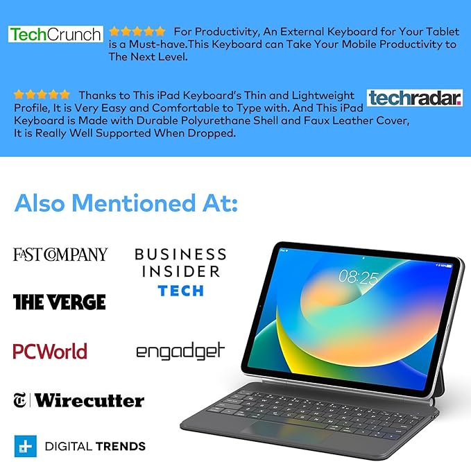runelk Keyboard Case for iPad 10th Generation 2022 & 11th (A16, 2025) – Magic-Style Keyboard with Multi-Touch Trackpad – Floating Cantilever Stand – Magnetic Case for iPad 10.9 inch 10th / 11th Gen.