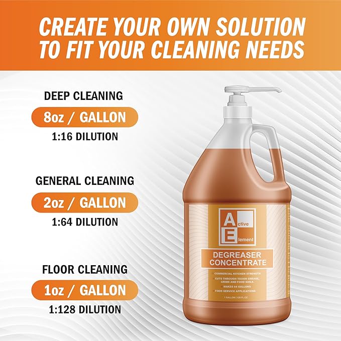 Degreaser Concentrate - Heavy Duty - Makes 256 Gallons of Cleaner- Commercial Kitchen Strength - Removes Tough grease, Grime and Food Soils - Restaurant Floor Degreaser