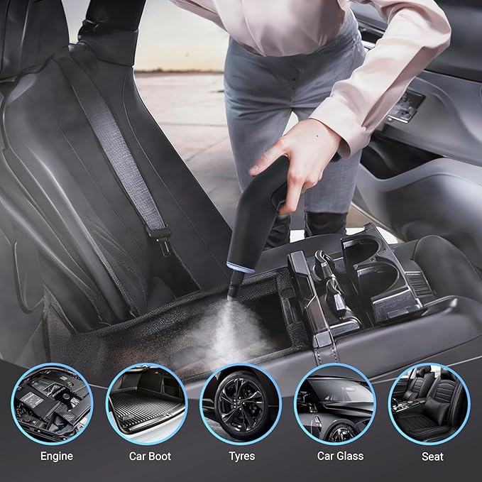 Heapsion Steam Cleaner, Steamer for Cleaning with 15s Heat-Up, 6 Adjustable Levels, Large 1.32 Quarts Tank, Pressurized Handheld Steam Cleaner for Home, Dirt, Grease, Grout, Tile,Floor, Car, 12 pcs
