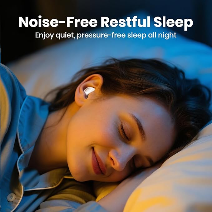 Ear Plugs for Sleeping Noise Cancelling, Reusable Silicone Ear Plugs for Noise Reduction with 8 Ear Tips, Earplugs for Sleep (White, One Size)