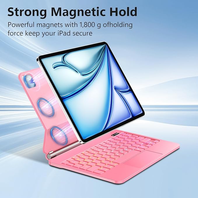 For iPad Air 11 inch Case with Keyboard (M3/M2, 2025/2024),Keyboard Case for iPad Pro 11 inch(1st/2nd/3rd/4th Gen),Easy-Set Floating Cantilever Stand - Multi-Touch Trackpad Backlit Keyboard