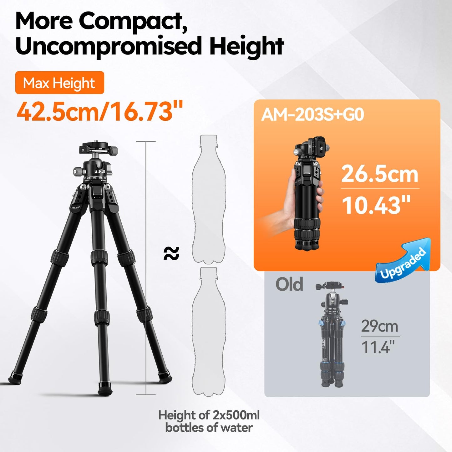 SIRUI Aluminum Alloy Desktop Tripod, 1.9lbs Mini Lightweight Tripod with Low-Profile Ball Head, Compact Design, 33lbs Load, 16.7" Max Height, for DSLR, Mirrorless Camera, Phone, Vlogging