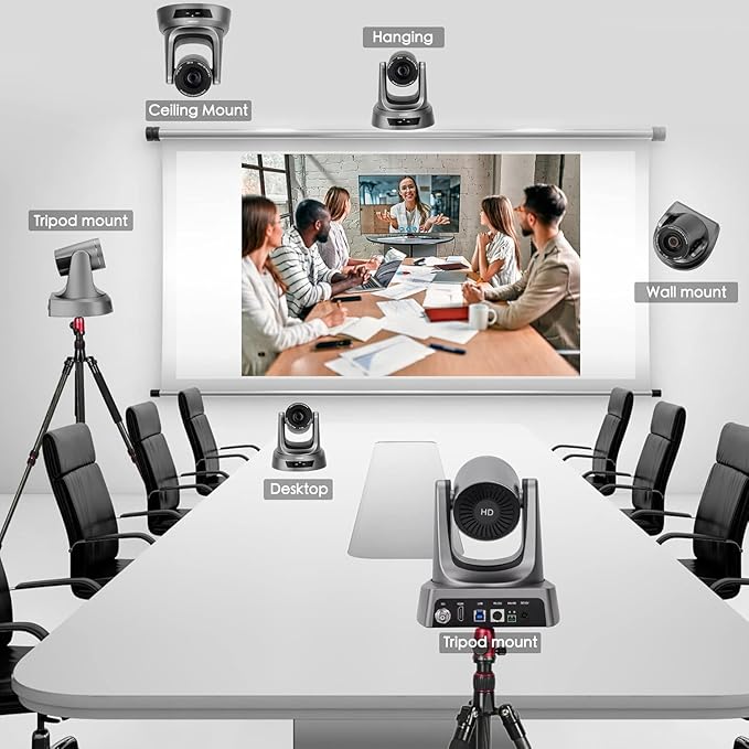 Vikery 10X PTZ Conference Webcam with 3G-SDI/HDMI/USB Output, 1080P PTZ Live Streaming Camera for Church, Education, Conference Room Camera Attached Remote Control Work with Zoom, Skype, OBS