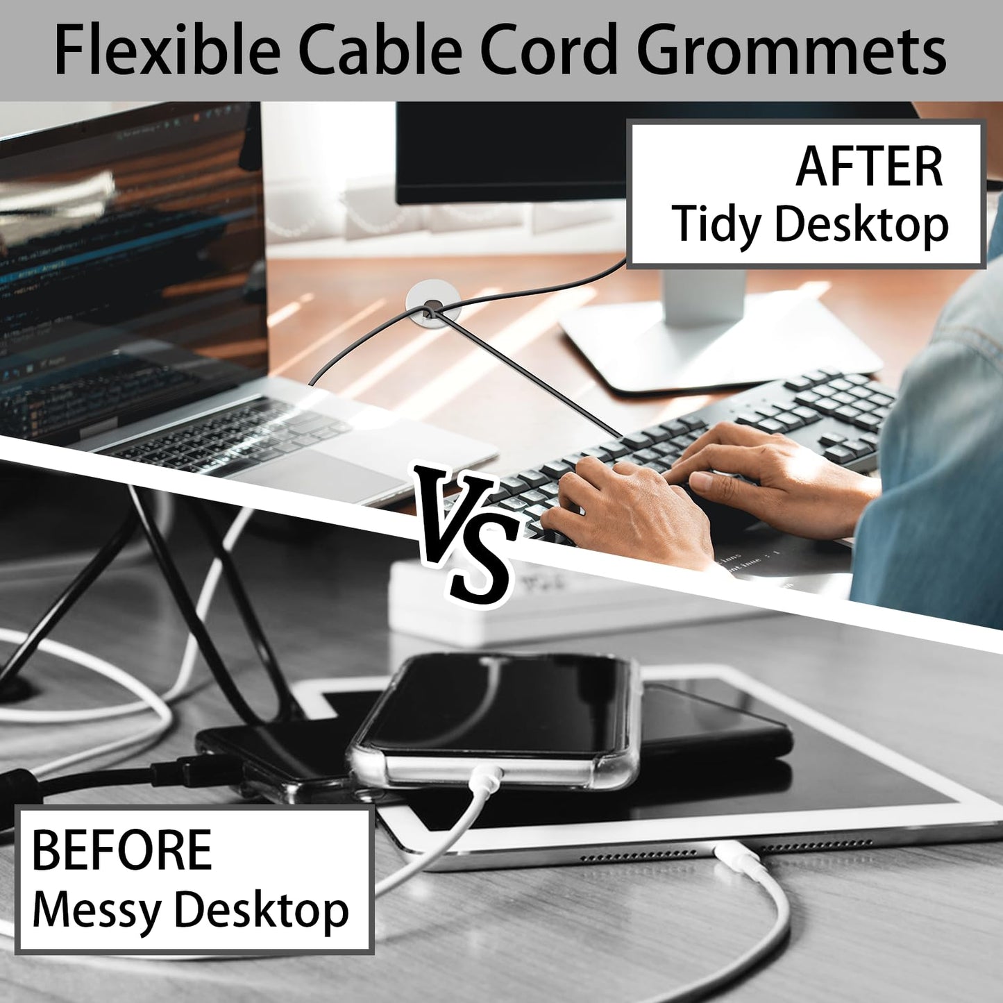 1.5 Inch(38mm) Desk Grommet,13 Pieces Cable Grommet, Desk Hole Cover for Cables with Hole Saw,Plastic Cable Cord Wire Hole Cover for Desk, Table,Cabinet,Countertop and Other Furniture(Whitek)