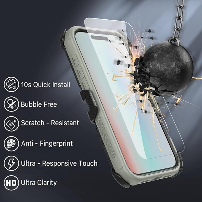 M MYBAT PRO for iPhone Air Case with Belt Clip Holster,[Compatible with Magsafe] w/Screen Protector,Anti-Drop,Shockproof,w 360°Rotating Kickstand,Heavy Duty Protection (Blue) (Natural Titanium)