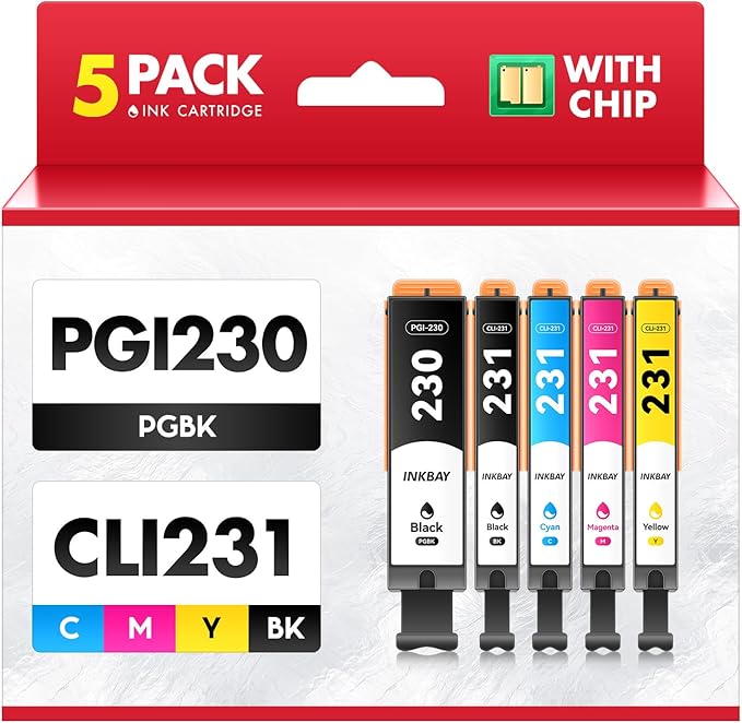 INKBAY PGI-280XXL CLI-281XXL Ink Cartridge Compatible Ink for Canon Printer with PIXMA TR8620 TS9520 TR8620 TS9520 TR8520 TR8500 TR7500 TS6100 TS6200 TS6300 TS702a TS8100 TS8300 TS9100 TS9120 Printer