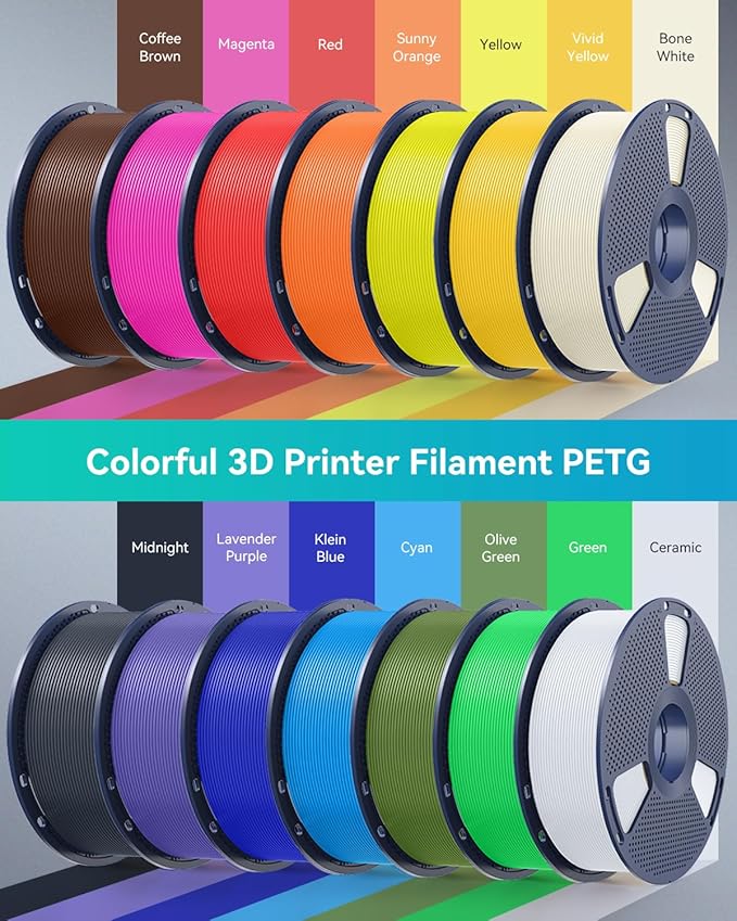 SUNLU PETG Filament 1.75mm 4KG Bundle, Less Stringing and Good Layer Adhesion, Individually Vacuum Packed, 3D Printer Filament 4kg, 1kg per Spool, Pack of 4, 4 Colors, 4 Grey