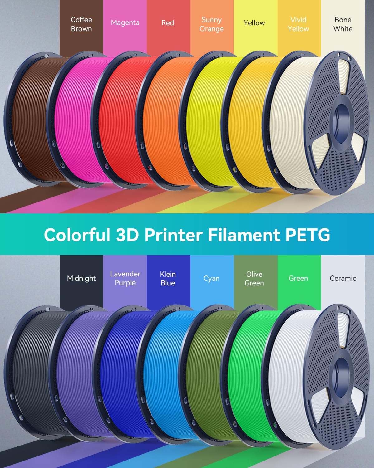 SUNLU 3D Printer Filament PETG Filament 1.75mm, Less Stringing Good Layer Adhesion High Toughness, PETG Filament 1.75 ±0.02mm, 1kg Spool(2.2lbs), Bone White