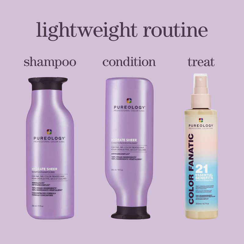 Pureology Hydrate Sheer Shampoo - Lightweight, Moisturizing Shampoo For Fine, Dry, Color Treated Hair, Sulfate-Free & Vegan, 33.8 Fl Oz