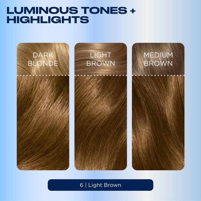 Clairol Nice'n Easy Permanent Hair Dye, 6 Light Brown | 100% Gray Coverage | Long‑Lasting, Natural‑Looking Color & Shine | Pack of 1