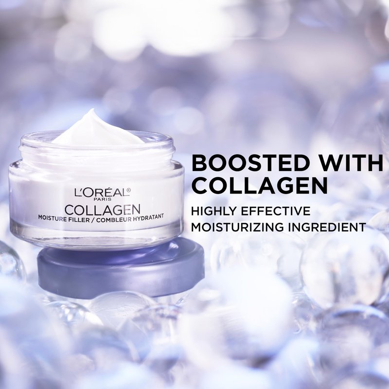 L'Oreal Paris Collagen Moisture Filler Facial Moisturizer, Fragrance Free, Anti Aging Face Cream, Non-Greasy Skin Care Formula For Up to 48HR Hydration, 1.7 oz