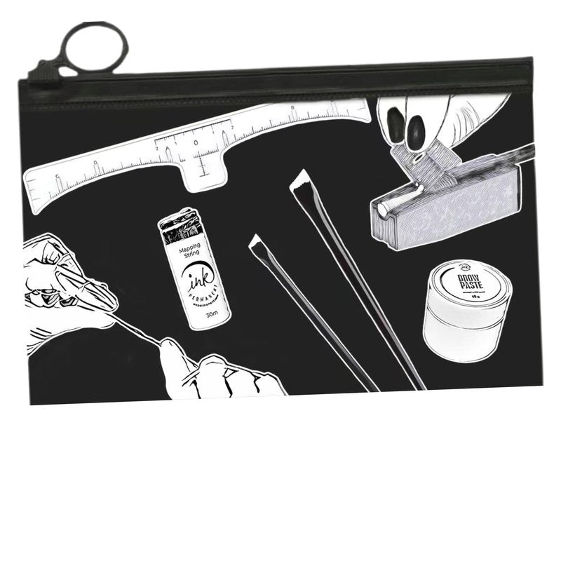 Eyebrow Mapping Kit with 30m White Mapping String, 15g White Brow Paste, 2 Eyebrow Brush Set, Microblading Pencil for Outlining, Pencil Shaper and Blades, 20 Brow Ruler Stencils + Instructions