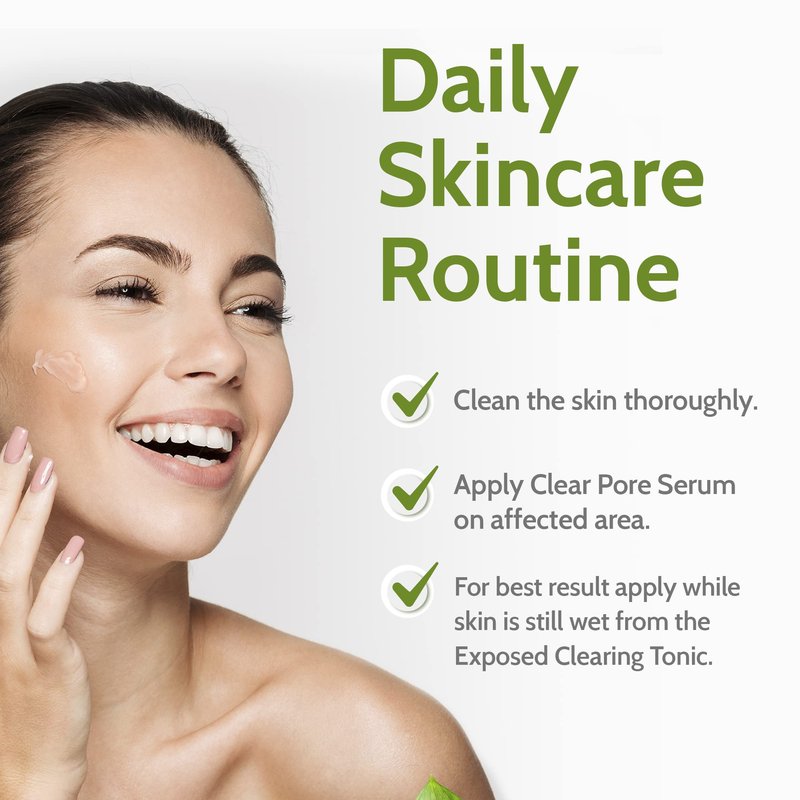 Exposed Skin Care, Clear Pore Serum with 1% Salicylic Acid for Sensitive and Oily Skin – Gently Clears Blackheads, Minimizes Pores and Reduces Excess Oil – Natural, Non-toxic and Cruelty Free