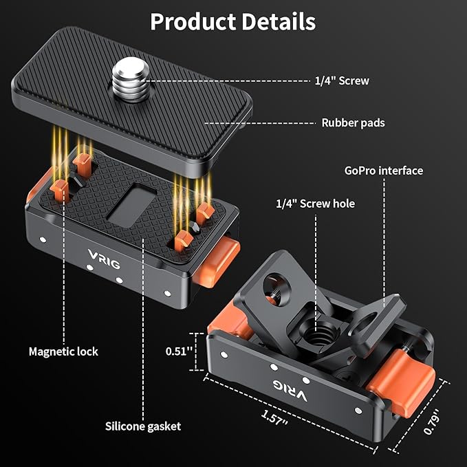 VRIG Magnetic Base for Insta360 Ace/Ace Pro Magnetic Quick Release Adapter Tripod Adapter Mount with Ace Pro 2/ X5/ X4 Air/ X4/ X3/ X2/ ONE RS
