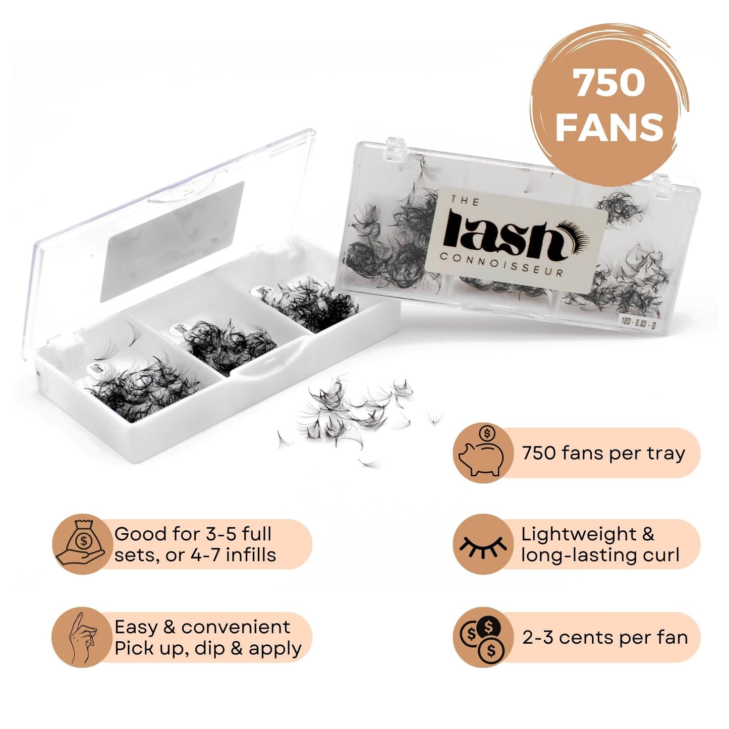 5D - CC Curl 750 Fans Mixed Promade Fans Lash Extensions | TLC Lash Supplies 4D to 16D Premade Fans 7 mm to 16 mm Mixed Length Thin Base Premade Fans Eyelash Extensions (5D - CC Curl, 13-14-15 mm)