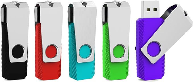 Aiibe 5 Pack 64GB USB 3.0 Flash Drive 64GB USB 3.0 Drive 5 Pack Thumb Drive Memory Stick USB Stick 64 GB (5 Mixed Colors: Black Red Cyan Green Purple)