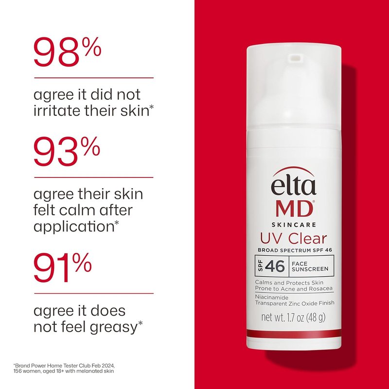 EltaMD UV Clear Face Sunscreen SPF 46 - Oil-Free Zinc Oxide Lotion for Acne-Prone Skin | 1.7 oz Pump (Pack of 2)