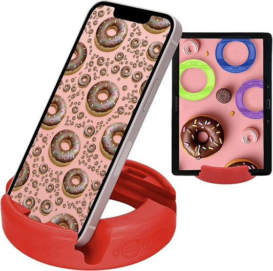 GoDonut Original – Phone and Tablet Stand – Compatible with Devices UP to 0.5" Thick Including Protective Cases - for use at Work, at Home, Travel and on-the-go - Red