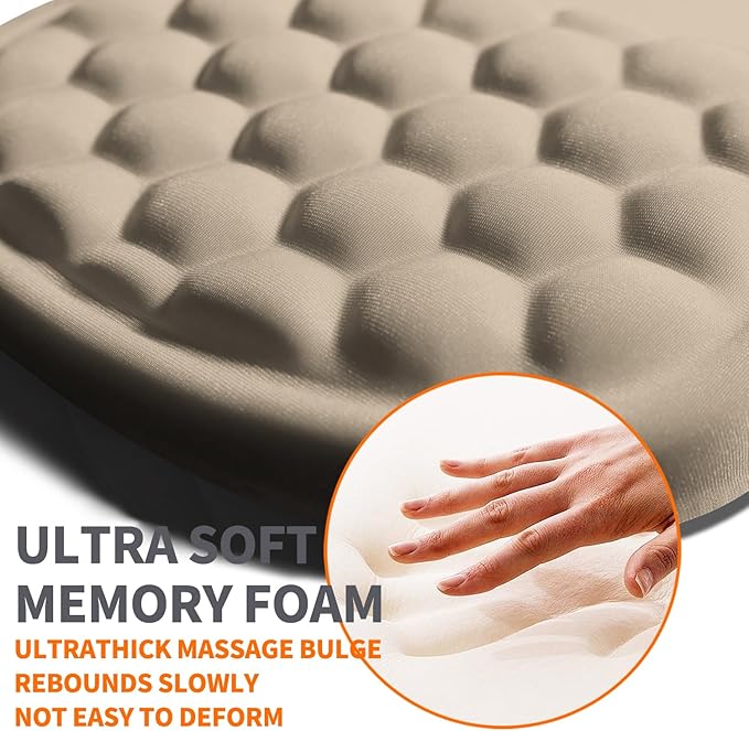Armanza Ergonomic Joint Wrist Support Mouse Pad with Memory Foam Cushion Massage Bump, Carpal Tunnel Pain Relief Mousepad Slope Design for Wrist Rest, 11.8x7.9 in, Apricot