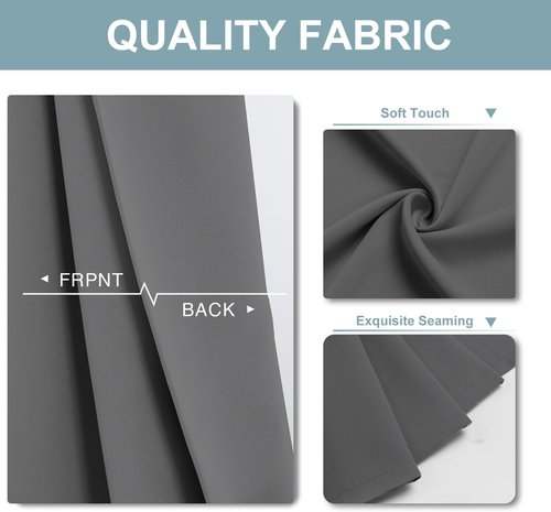ChrisDowa Blackout Curtains - Thermal Insulated Room Darkening Panels, 54 Inches Long, Grey (Set of 2)
