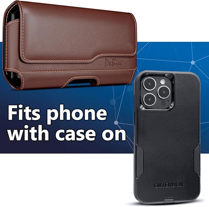 DeBin Case for Galaxy S26 S25 S24 5G S23, S22, S21, S20, S10, S9, A10e, A01, Note 10, Cell Phone Belt Holster Clip Pouch Holder Cover (Fits Samsung with Otterbox Commuter Case) Brown