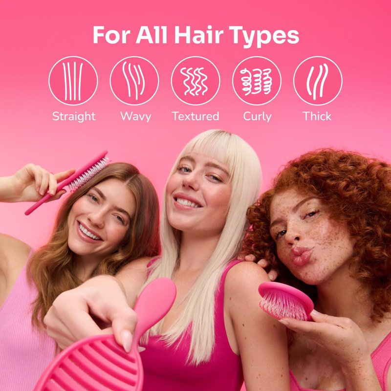 Detangling Brush - Mini Wet & Dry Hair Brush for Tangle-Free Styling | Soft Flexible Bristles for All Hair Types - Black