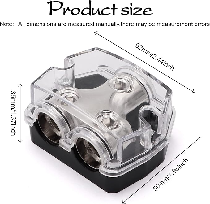TuoLauthon 2 Way Power Distribution Block 1x 0 Guage in 2X 0 Guage Out Circuit Protector Distribution Connecting Blocks for Car Audio Splitter,2Pcs